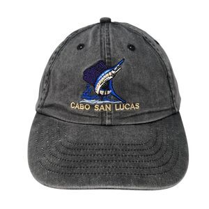 Cabo San Lucas Marlin Fish Strapback Hat Gray One Size Adjustable
